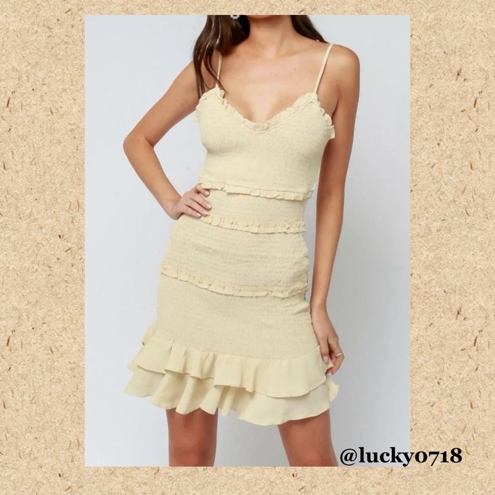 Olivaceous Cream Ruffle Dress